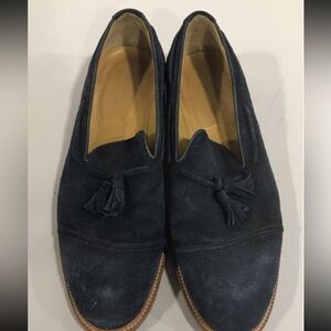 Men’s Billy Reid Black Suede Cap Toe Tassel Loafers Size 11